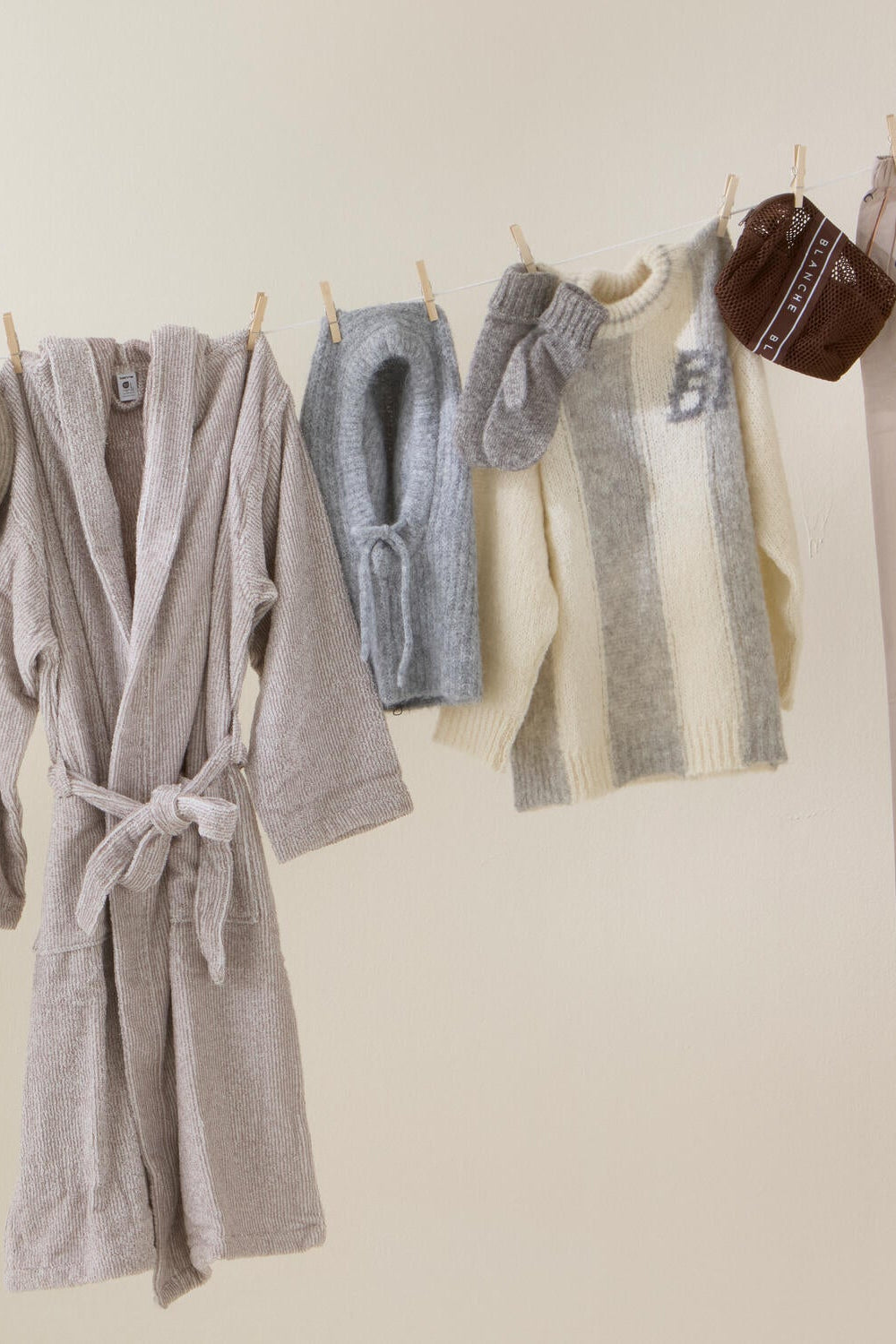 Milu Cable Knit Balaclava - Light Grey Melange